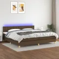 cadre de lit matelas et LED Marron foncé 200x200 cm