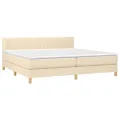 cadre de lit et matelas et LED Crème 200x200cm Tissu