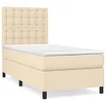 cadre de lit avec matelas Crème 90x200 cm Tissu