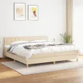cadre de lit avec matelas Crème 200x200 cm Tissu