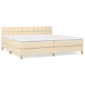 cadre de lit avec matelas Crème 200x200 cm Tissu