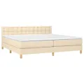 cadre de lit avec matelas Crème 200x200 cm Tissu