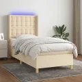 cadre de lit matelas et LED Crème 100x200 cm Tissu