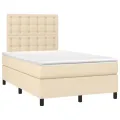 cadre de lit et matelas et LED Crème 120x200cm Tissu