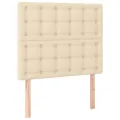 cadre de lit et matelas et LED Crème 100x200cm Tissu
