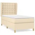 cadre de lit avec matelas Crème 90x200 cm Tissu