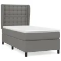 cadre de lit avec matelas Gris foncé 80x200 cm Tissu