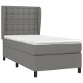 cadre de lit avec matelas Gris foncé 80x200 cm Tissu
