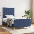 Cadre de lit avec tête de lit Bleu 80x200 cm Tissu