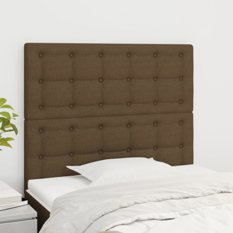 Têtes de lit 2 pcs Marron Foncé 100x5x78/88 cm Tissu