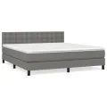 cadre de lit avec matelas Gris foncé 160x200cm Tissu