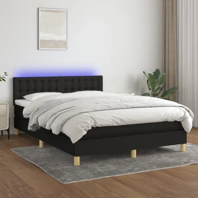 cadre de lit avec matelas LED Noir 140x200 cm Tissu