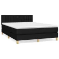 cadre de lit avec matelas Noir 140x200 cm Tissu
