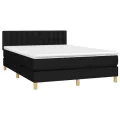 cadre de lit avec matelas Noir 140x200 cm Tissu
