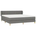 cadre de lit avec matelas Gris foncé 160x200cm Tissu