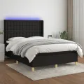 cadre de lit matelas et LED Noir 140x200 cm Tissu