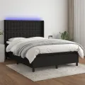 cadre de lit matelas et LED Noir 140x190 cm Tissu