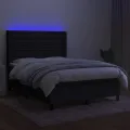 cadre de lit matelas et LED Noir 140x190 cm Tissu