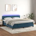 cadre de lit avec matelas LED Bleu foncé 180x200 cm