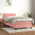 cadre de lit avec matelas Rose 90x190 cm Velours