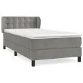 cadre de lit et matelas Gris clair 90x200 cm Velours