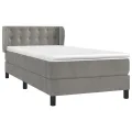 cadre de lit et matelas Gris clair 90x200 cm Velours