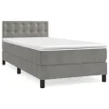 cadre de lit et matelas Gris clair 90x190 cm Velours