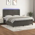 cadre de lit matelas et LED Gris foncé 180x200 cm