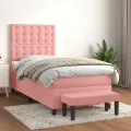 cadre de lit avec matelas Rose 90x200 cm Velours