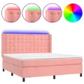 cadre de lit matelas et LED Rose 180x200 cm Velours