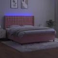 cadre de lit matelas et LED Rose 180x200 cm Velours