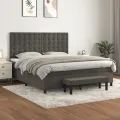 cadre de lit et matelas Gris foncé 180x200cm Velours