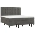 cadre de lit et matelas Gris foncé 180x200cm Velours