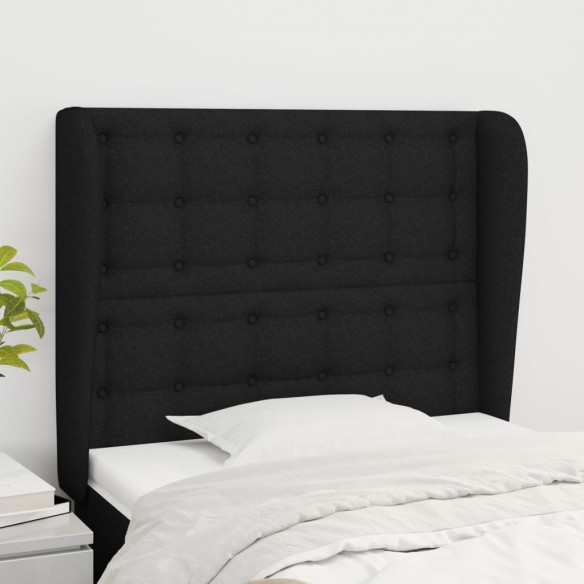 Tête de lit avec oreilles Noir 93x23x118/128 cm Tissu