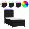 cadre de lit avec matelas et LED Noir 90x200cm Tissu