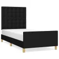 Cadre de lit avec tête de lit Noir 90x200 cm Tissu