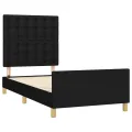 Cadre de lit avec tête de lit Noir 90x200 cm Tissu