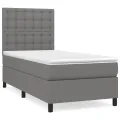 cadre de lit avec matelas Gris foncé 90x200 cm Tissu