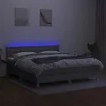 cadre de lit et matelas et LED Gris clair 180x200 cm
