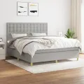 cadre de lit avec matelas Gris clair 180x200cm Tissu