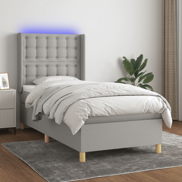 Sommier à lattes de lit matelas LED Gris clair 90x200cm Tissu