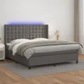 cadre de lit matelas LED Gris 180x200 cm Similicuir