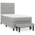 cadre de lit et matelas Gris clair 90x190 cm Tissu