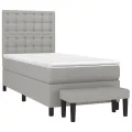 cadre de lit et matelas Gris clair 90x190 cm Tissu