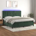 cadre de lit matelas et LED Vert foncé 200x200 cm