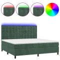 cadre de lit matelas et LED Vert foncé 200x200 cm