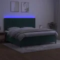 cadre de lit matelas et LED Vert foncé 200x200 cm