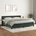 cadre de lit et matelas Vert foncé 200x200cm Velours