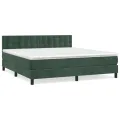 cadre de lit et matelas Vert foncé 180x200cm Velours