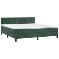 cadre de lit et matelas Vert foncé 180x200cm Velours